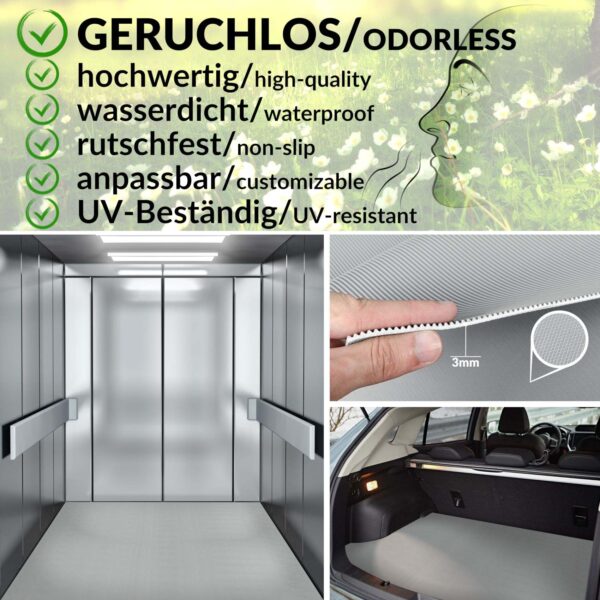 Gummimatte Gummiläufer Feinriefen Grau 3mm 100cm Breit auf TPE, Geruchslos – Bodenbelag, Bodenmatte