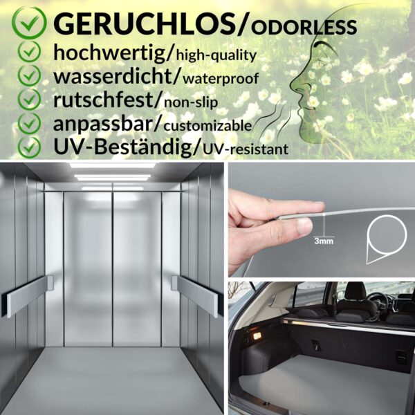 Gummimatte Gummiläufer Glatt 3mm Grau 100cm Breit auf TPE, Geruchslos – Bodenbelag, Bodenmatte