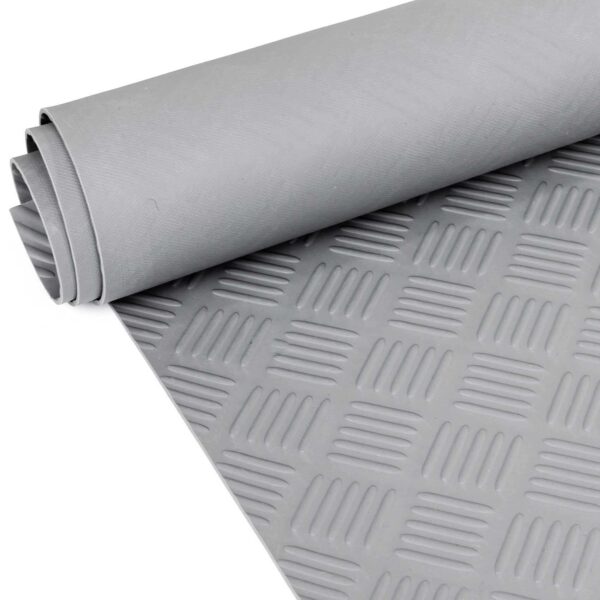 Gummimatte Meterware Gummi Bodenbelag Antirutsch Premium TPE Geruchsarm Riffelblechoptik Grau 3mm Stark 100 cm Breite
