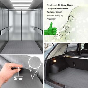 Gummimatte Meterware Gummi Bodenbelag Antirutsch Premium TPE Geruchsarm Riffelblechoptik Grau 3mm Stark 100 cm Breite