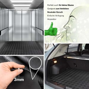 Gummiläufer Antirutsch Premium TPE Geruchsarm Bodenbelag Riffelblechoptik Schwarz 3mm Stark 100 cm Breite