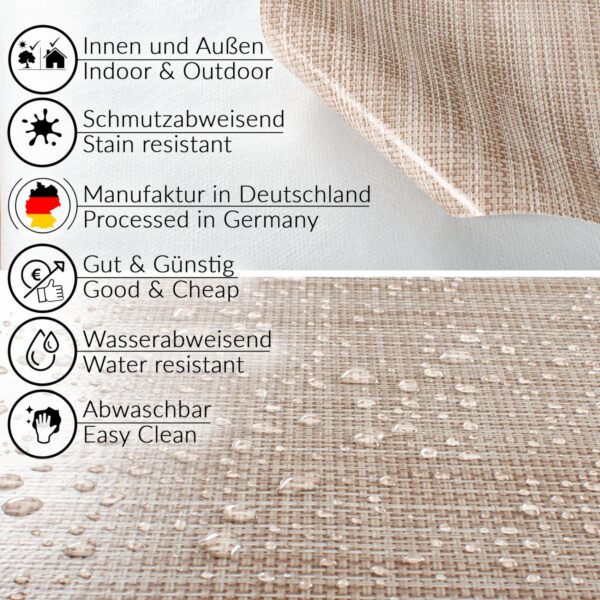 Wachstuchtischdecke Tischdecke abwaschbar Indoor Outdoor Gartentischdecke Falschuni Beige160cm Breite Meterware