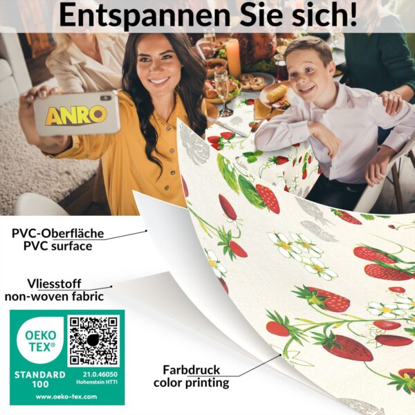 Wachstuch Tischdecke abwaschbar Wachstischdecke Meterware Rechteck Erdbeeren Outdoor Tischdecke Gartentischdecke