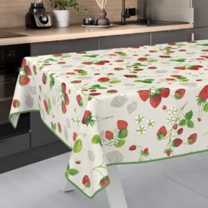 Wachstuch Tischdecke abwaschbar Wachstischdecke Meterware Rechteck Erdbeeren Outdoor Tischdecke Gartentischdecke