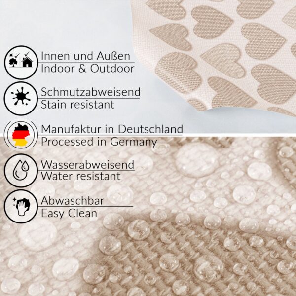 Wachstuch Tischdecke abwaschbar Wachstischdecke Meterware Herz Beige Outdoor Tischdecke Gartentischdecke