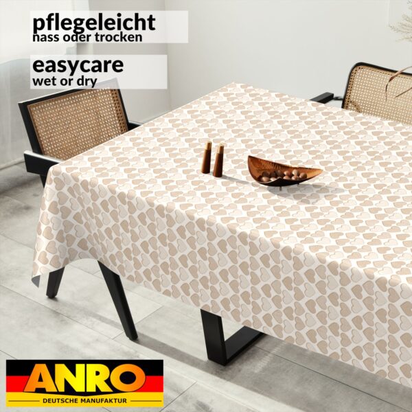 Wachstuch Tischdecke abwaschbar Wachstischdecke Meterware Herz Beige Outdoor Tischdecke Gartentischdecke