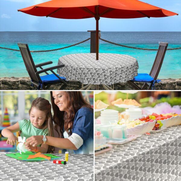 Wachstuch Tischdecke abwaschbar Wachstischdecke Meterware Herz Grau Outdoor Tischdecke Gartentischdecke
