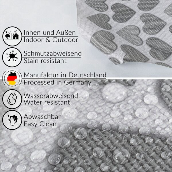 Wachstuch Tischdecke abwaschbar Wachstischdecke Meterware Herz Grau Outdoor Tischdecke Gartentischdecke