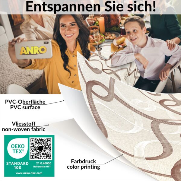 Wachstuch Tischdecke abwaschbar Wachstischdecke Meterware Wellen Outdoor Tischdecke Gartentischdecke