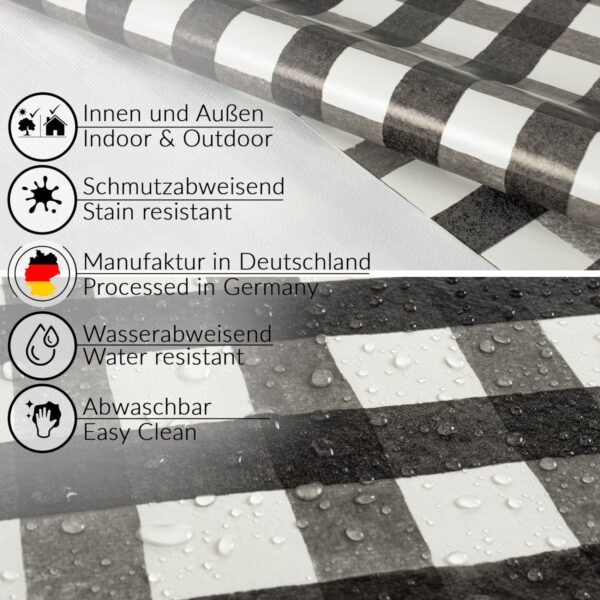Wachstuch Tischdecke abwaschbar Wachstischdecke Meterware Rechteck Karo Schwarz Outdoor Tischdecke Gartentischdecke
