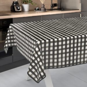 Wachstuch Tischdecke abwaschbar Wachstischdecke Meterware Rechteck Karo Schwarz Outdoor Tischdecke Gartentischdecke