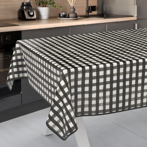 Wachstuch Tischdecke abwaschbar Wachstischdecke Meterware Rechteck Karo Schwarz Outdoor Tischdecke Gartentischdecke