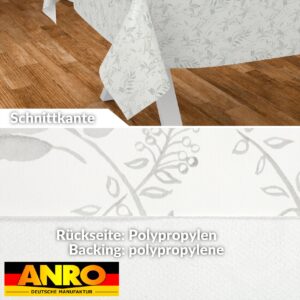 Wachstuch Tischdecke abwaschbar Wachstischdecke Meterware Rechteck Blätter Grau Outdoor Tischdecke Gartentischdecke