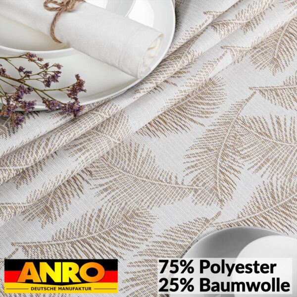 Tischdecke abwaschbar Stofftischdecke Lurex Baumwolle Polyester mit Teflonbeschichtung Lotuseffekt KATE Floral Blätter