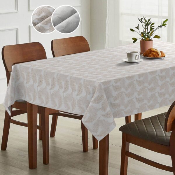Tischdecke abwaschbar Stofftischdecke Lurex Baumwolle Polyester mit Teflonbeschichtung Lotuseffekt KATE Floral Blätter