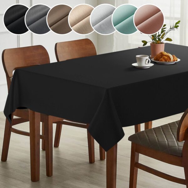 Tischdecke abwaschbar Stofftischdecke MILA Jacquard Baumwolle Polyester Uni Leinenoptik mit Teflonbeschichtung Lotuseffekt Tischdecke
