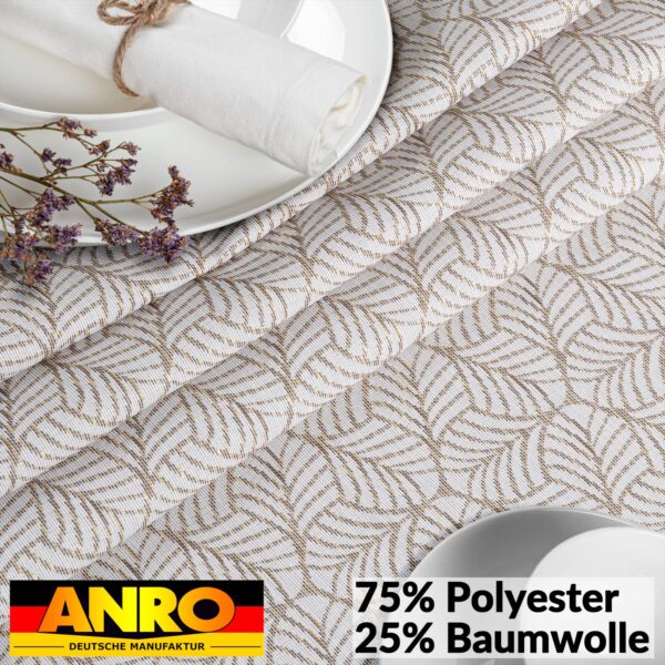 Tischdecke abwaschbar Stofftischdecke Lurex Baumwolle Polyester mit Teflonbeschichtung Lotuseffekt NATA Blätter