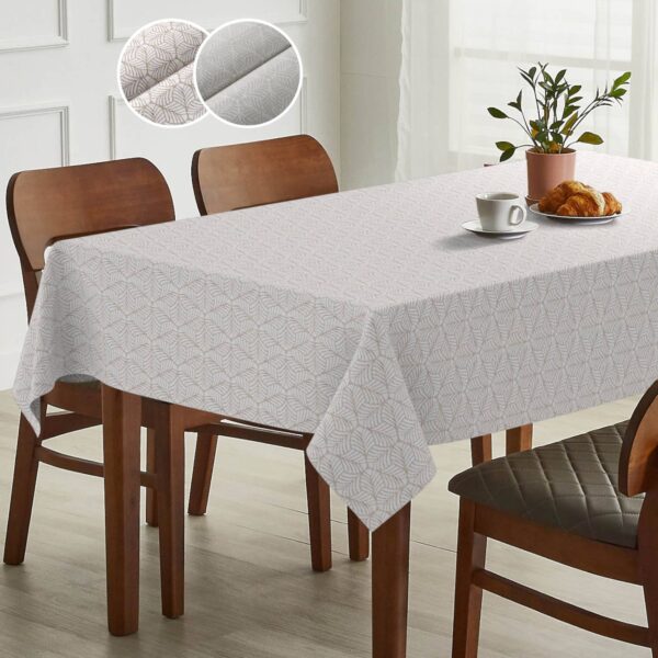 Tischdecke abwaschbar Stofftischdecke Lurex Baumwolle Polyester mit Teflonbeschichtung Lotuseffekt NATA Blätter