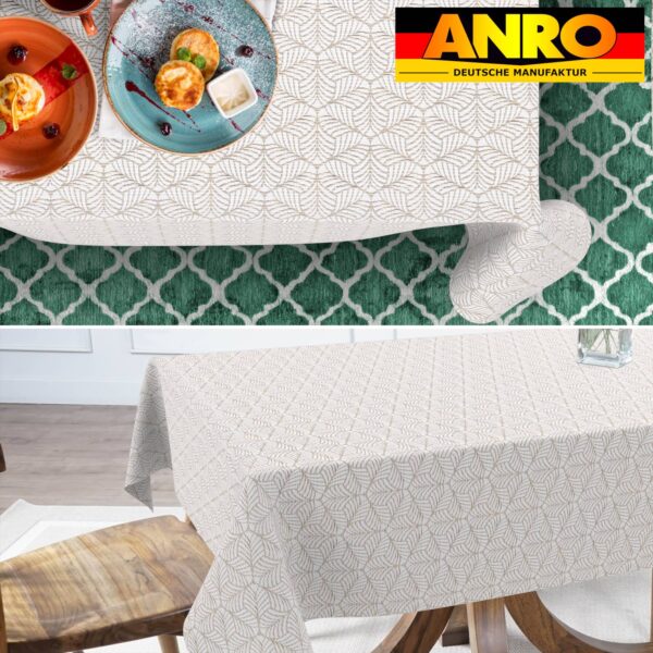 Tischdecke abwaschbar Stofftischdecke Lurex Baumwolle Polyester mit Teflonbeschichtung Lotuseffekt NATA Blätter