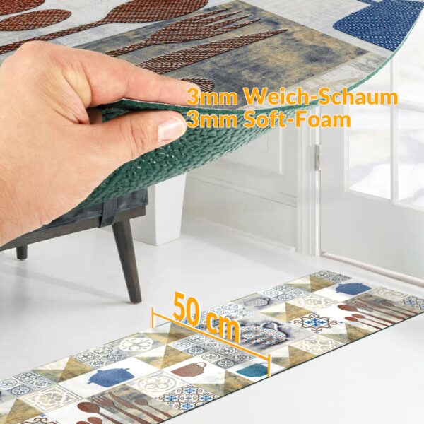 Küchenläufer waschbar Textil + PVC Küchenteppich rutschfest Sprinty Chicco Doro Mehrfarbig 50cm Breit