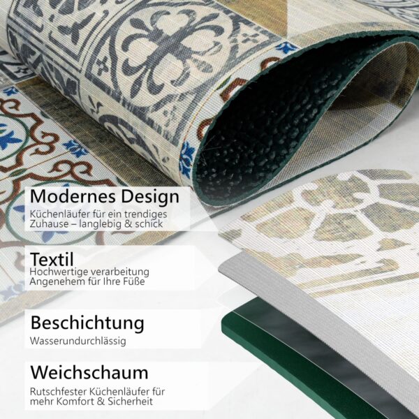 Küchenläufer waschbar Textil + PVC Küchenteppich rutschfest Sprinty Chicco Doro Mehrfarbig 50cm Breit