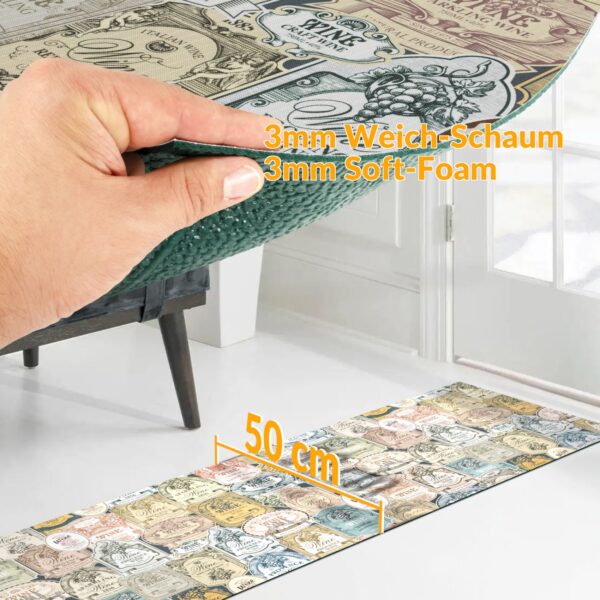 Küchenläufer waschbar Textil + PVC Küchenteppich rutschfest Sprinty Fortuna Mehrfarbig 50cm Breit