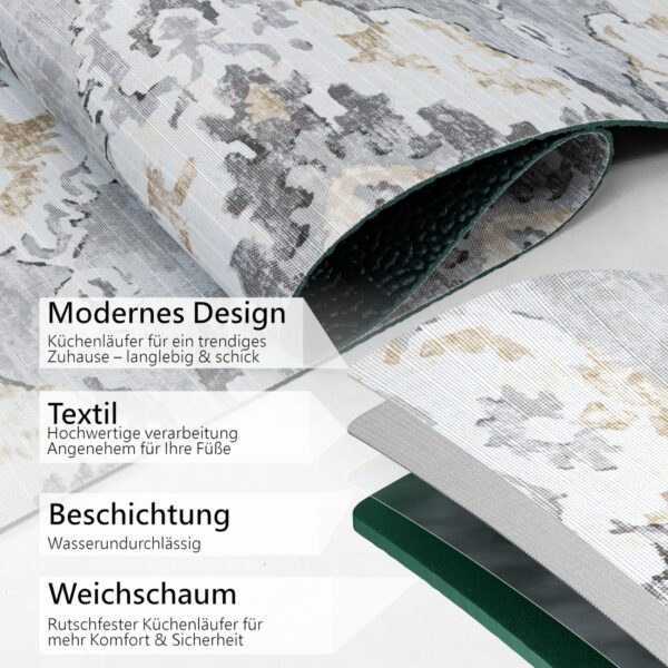 Küchenläufer waschbar Textil + PVC Küchenteppich rutschfest Sprinty Ofelia Lilla 50cm Breit