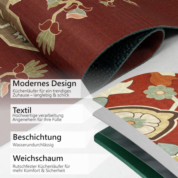 Küchenläufer waschbar Textil + PVC Küchenteppich rutschfest Sprinty Dune Mehrfarbig 50cm Breit