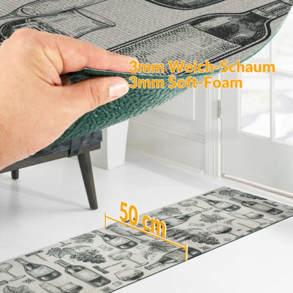 Küchenläufer waschbar Textil + PVC Küchenteppich rutschfest Sprinty Mehrfarbig 50cm Breit
