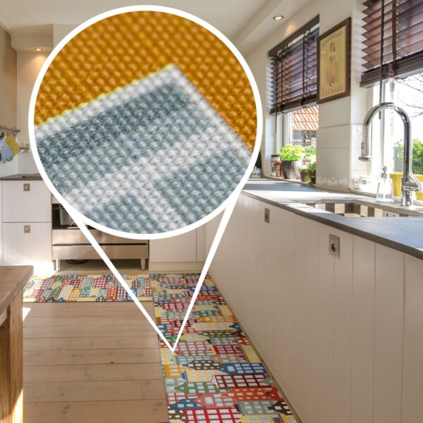 Küchenläufer waschbar Textil + PVC Küchenteppich rutschfest Sprinty Amsterdam Mehrfarbig 50cm Breit
