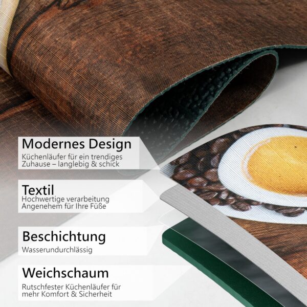 Küchenläufer waschbar Textil + PVC Küchenteppich rutschfest Sprinty Gelati Mehrfarbig 50cm Breit