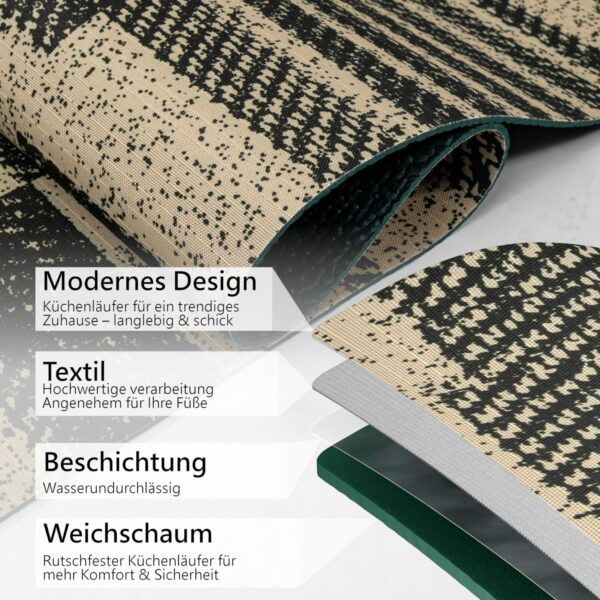 Küchenläufer waschbar Küchenteppich rutschfest Sprinty Barcode 52cm Breite