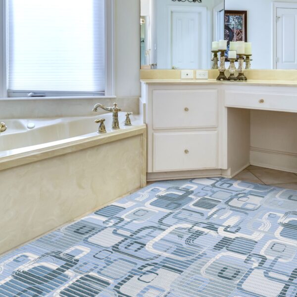 Weichschaummatte Meterware Badematte Badläufer Weichschaum anpassbar Moderno Blau / Beige