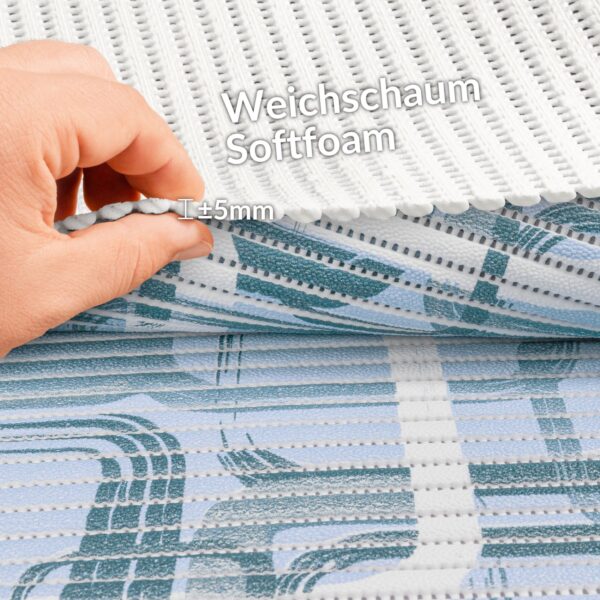 Weichschaummatte Meterware Badematte Badläufer Weichschaum anpassbar Moderno Blau / Beige