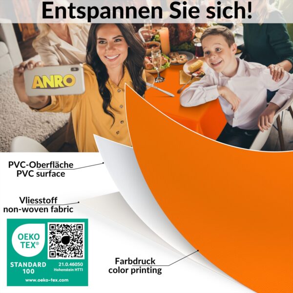 Wachstuch Tischdecke abwaschbar Meterware Wachstuchtischdecke Gartentischdecke 140cm Uni Orangen