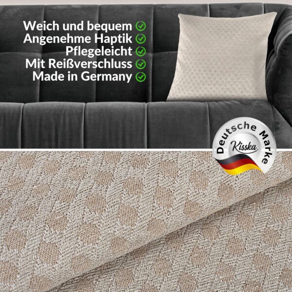 Kissenbezüge Sofakissen Dekokissen Gomera Jacquard Kuschelkissen Zierkissen 4 Größen mit & ohne Füllung Karo Weiß Gold