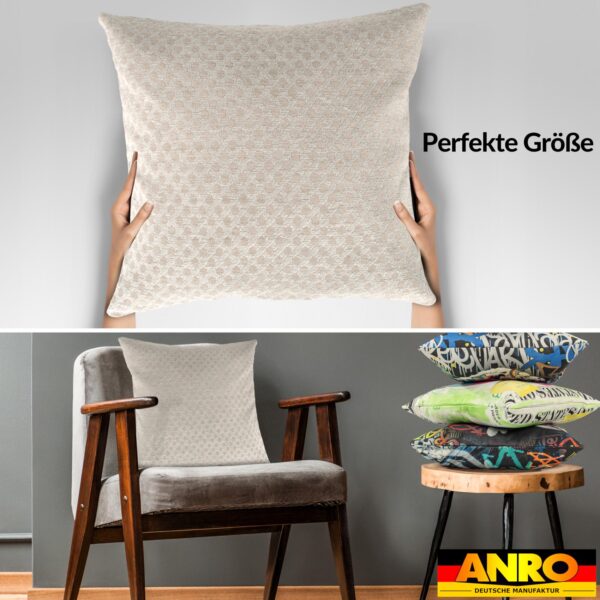 Kissenbezüge Sofakissen Dekokissen Gomera Jacquard Kuschelkissen Zierkissen 4 Größen mit & ohne Füllung Karo Weiß Gold