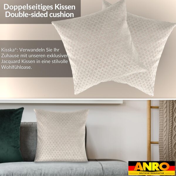 Kissenbezüge Sofakissen Dekokissen Gomera Jacquard Kuschelkissen Zierkissen 4 Größen mit & ohne Füllung Karo Weiß Gold