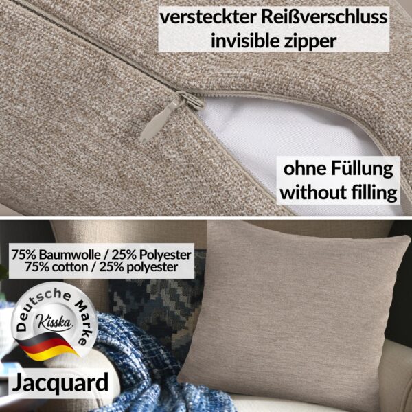 Kissenbezüge Sofakissen Dekokissen Gomera Jacquard Kuschelkissen Zierkissen 4 Größen mit & ohne Füllung Uni Creme