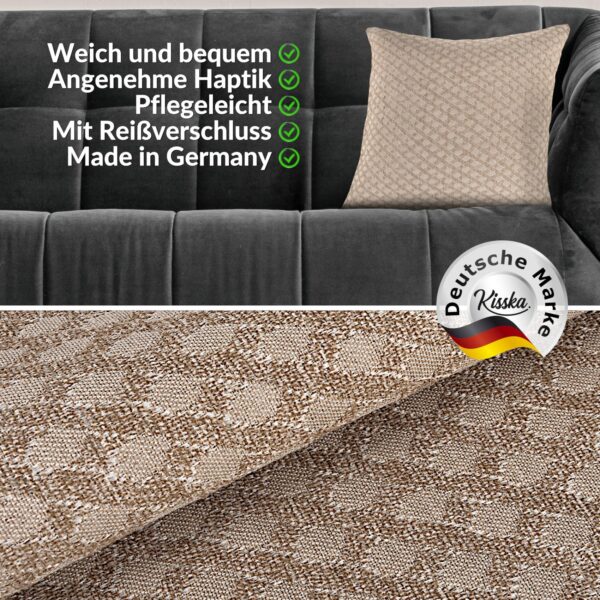 Kissenbezüge Sofakissen Dekokissen Gomera Jacquard Kuschelkissen Zierkissen 4 Größen mit & ohne Füllung Karo Beige