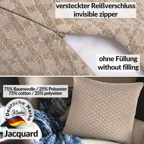 Kissenbezüge Sofakissen Dekokissen Gomera Jacquard Kuschelkissen Zierkissen 4 Größen mit & ohne Füllung Karo Beige