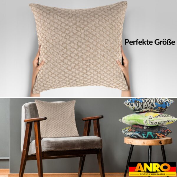 Kissenbezüge Sofakissen Dekokissen Gomera Jacquard Kuschelkissen Zierkissen 4 Größen mit & ohne Füllung Karo Beige