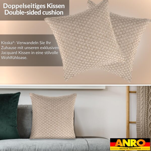 Kissenbezüge Sofakissen Dekokissen Gomera Jacquard Kuschelkissen Zierkissen 4 Größen mit & ohne Füllung Karo Beige