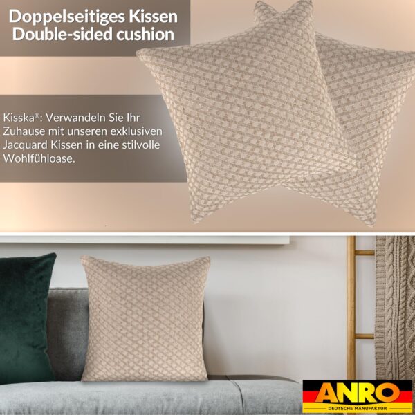 Kissenbezüge Sofakissen Dekokissen Gomera Jacquard Kuschelkissen Zierkissen 4 Größen mit & ohne Füllung Karo Beige