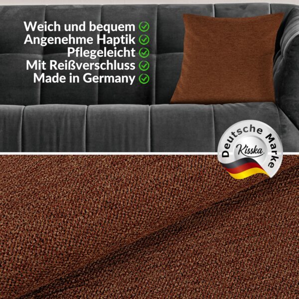Kissenbezüge Sofakissen Dekokissen Gomera Jacquard Kuschelkissen Zierkissen 4 Größen mit & ohne Füllung Uni Kupfer