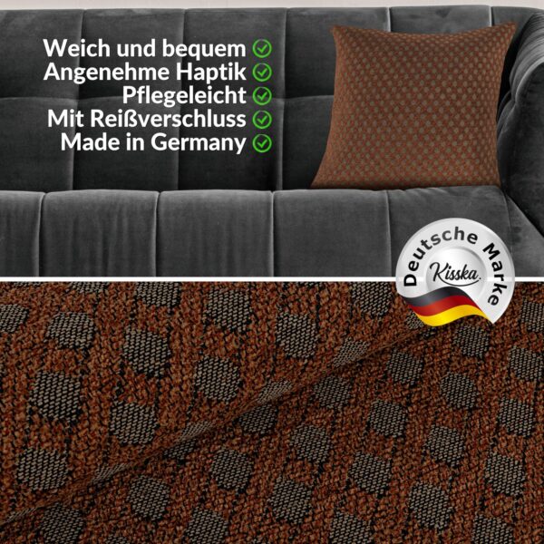 Kissenbezüge Sofakissen Dekokissen Gomera Jacquard Kuschelkissen Zierkissen 4 Größen mit & ohne Füllung Karo Kupfer Silber