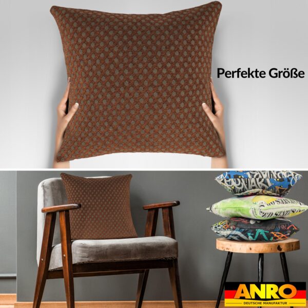 Kissenbezüge Sofakissen Dekokissen Gomera Jacquard Kuschelkissen Zierkissen 4 Größen mit & ohne Füllung Karo Kupfer Silber
