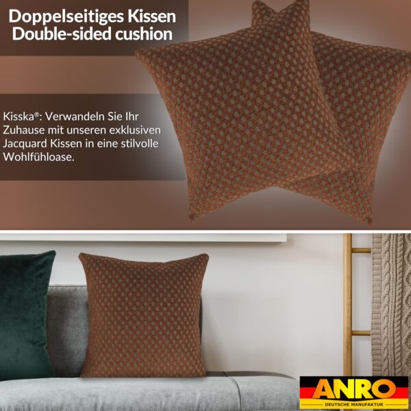 Kissenbezüge Sofakissen Dekokissen Gomera Jacquard Kuschelkissen Zierkissen 4 Größen mit & ohne Füllung Karo Kupfer Silber