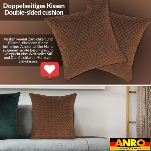 Kissenbezüge Sofakissen Dekokissen Gomera Jacquard Kuschelkissen Zierkissen 4 Größen mit & ohne Füllung Karo Kupfer Silber