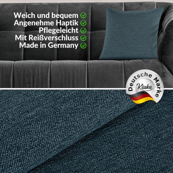 Kissenbezüge Sofakissen Dekokissen Gomera Jacquard Kuschelkissen Zierkissen 4 Größen mit & ohne Füllung Uni Blau